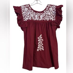 Embroidered Burgundy Blouse